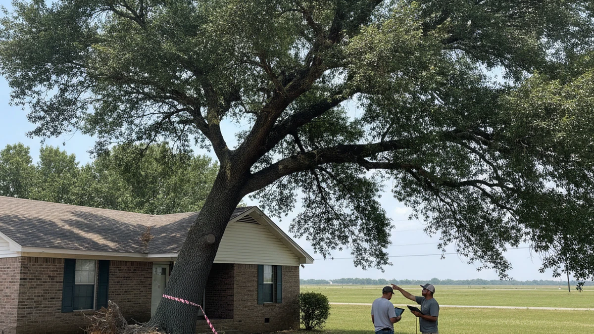 Tree removal water oak Greenville Mississippi Washington County Delta clay residential
